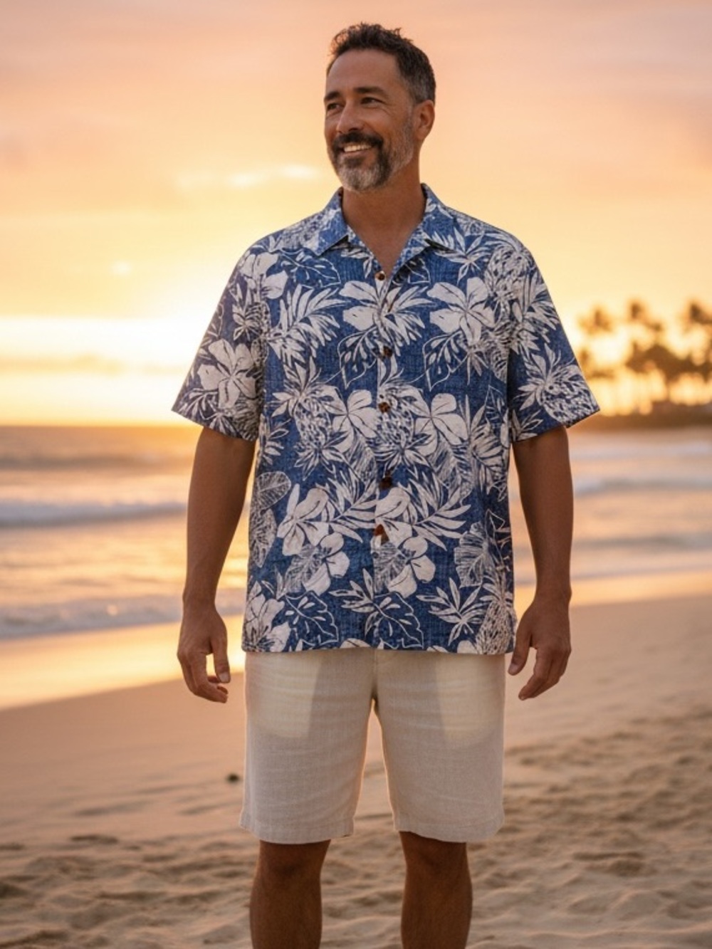 🟢3/$30 Vintage RJC Hawaiian Shirt Tropical Blue Large Like New Style103C